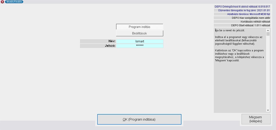 Indítás a DepoStart programmal